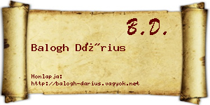 Balogh Dárius névjegykártya